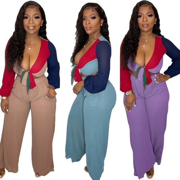 women's two piece pants cutubly female 2 set outfits autumn wide leg and low cut v neck shirt suits color patchwork womens sets, White
women's two piece pants cutubly female 2 set outfits autumn wide leg and low cut v neck shirt suits color patchwork womens sets, White