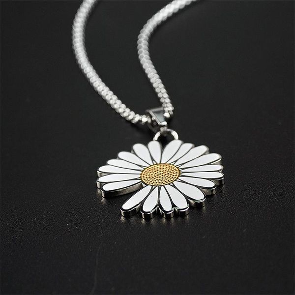 pendant necklaces chain necklace women flower stainless steel neck long men choker fashion jewelry wholesale, Silver