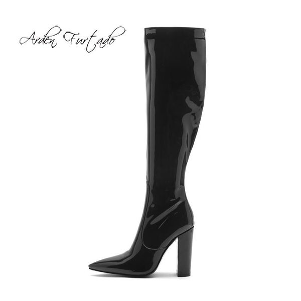 boots arden furtado fashion women's shoes winter pointed toe chunky heels zipper pure color shiny leather knee high 44 45, Black
boots arden furtado fashion women's shoes winter pointed toe chunky heels zipper pure color shiny leather knee high 44 45, Black