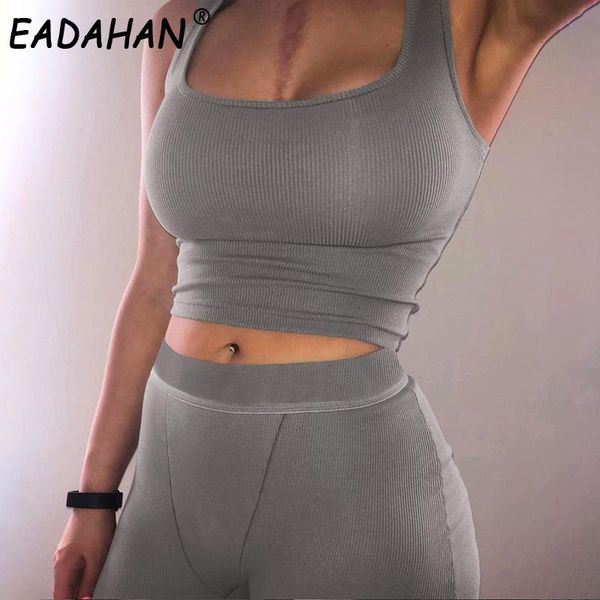 women's tracksuits eadahan ribbed knitting high stretch solid colorset women fitness tracksuit low-neck sleeveless sportwear casual 2 p, Gray
women's tracksuits eadahan ribbed knitting high stretch solid colorset women fitness tracksuit low-neck sleeveless sportwear casual 2 p, Gray