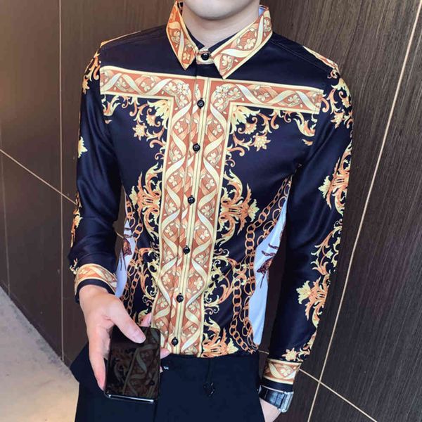 men's casual shirts luxury gold print men slim fit long sleeve male club black white tuxedo shirt camisa social masculina cvhj, White;black
men's casual shirts luxury gold print men slim fit long sleeve male club black white tuxedo shirt camisa social masculina cvhj, White;black
