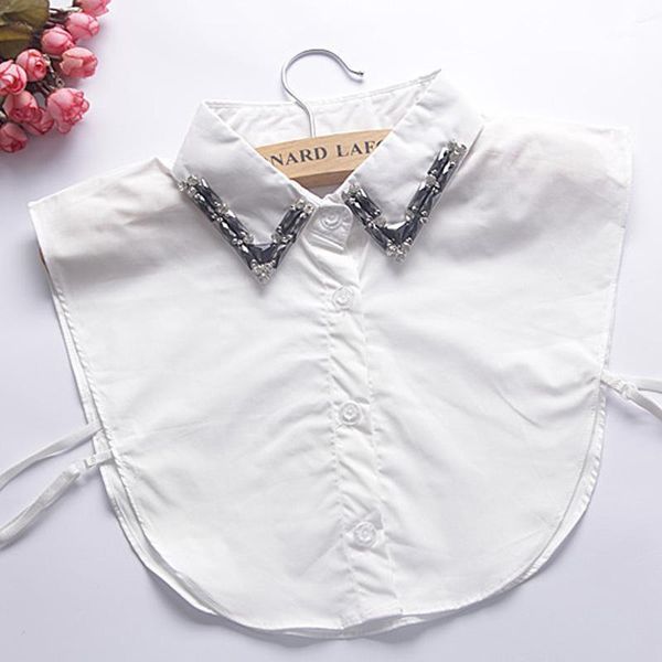 women's blouses & shirts decorative ladies fashion handmade lace fake collar women detachable shirt crystal pearls lapel sweater collie, White
women's blouses & shirts decorative ladies fashion handmade lace fake collar women detachable shirt crystal pearls lapel sweater collie, White