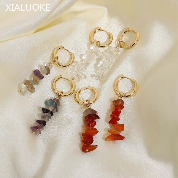 hoop & huggie xialuoke trendy natural irregular stone stainless steel earrings for women retro elegant tassel gold jewelry, Golden;silver
hoop & huggie xialuoke trendy natural irregular stone stainless steel earrings for women retro elegant tassel gold jewelry, Golden;silver