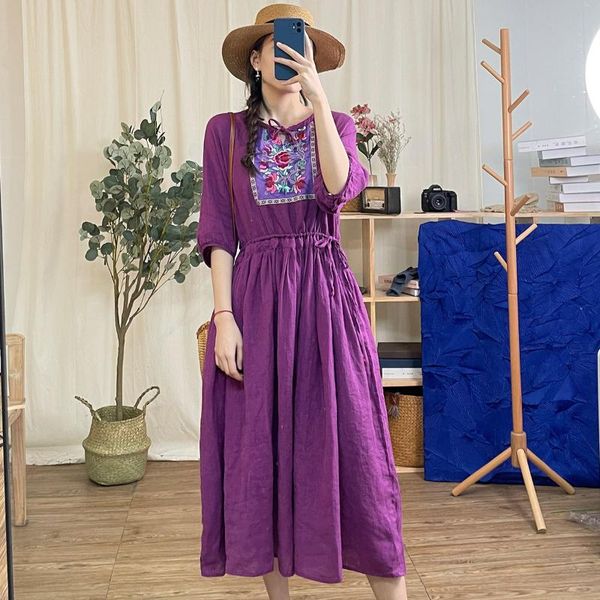 casual dresses 21vintage women summer loose embroidery floral collect waist drawstring half sleeve female fashion clothing, Black;gray
casual dresses 21vintage women summer loose embroidery floral collect waist drawstring half sleeve female fashion clothing, Black;gray