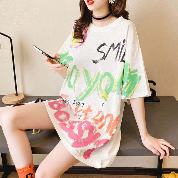 2021 new korean summer mid-length graffiti female t-shirt short-sleeve sleeve girl style harajuku student rrjl, White
2021 new korean summer mid-length graffiti female t-shirt short-sleeve sleeve girl style harajuku student rrjl, White