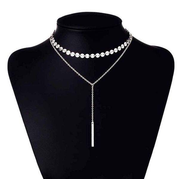 pendant necklaces europe and america metal rod multi-layer necklace for women long chain choker gift simple fashion jewelry, Silver
pendant necklaces europe and america metal rod multi-layer necklace for women long chain choker gift simple fashion jewelry, Silver