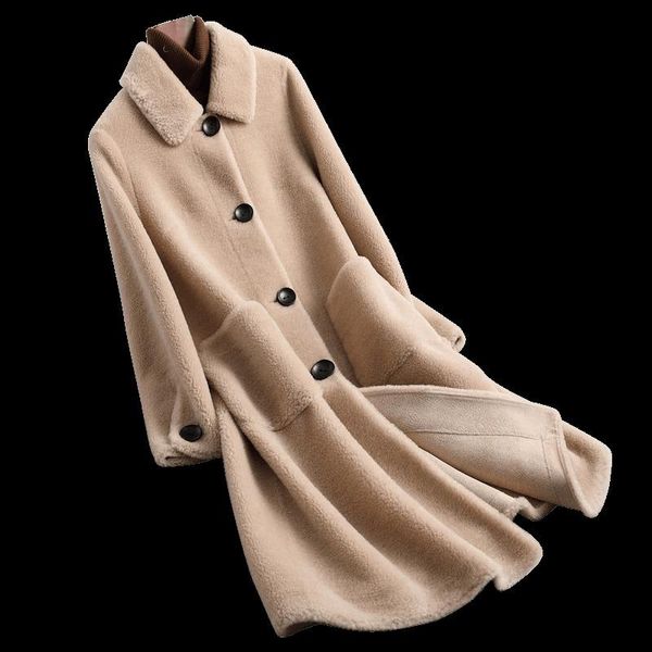 women's fur & faux 2021 winter jacket women real coat female sheep shearling 100% wool korean long jackets manteau femme ys968010, Black
women's fur & faux 2021 winter jacket women real coat female sheep shearling 100% wool korean long jackets manteau femme ys968010, Black