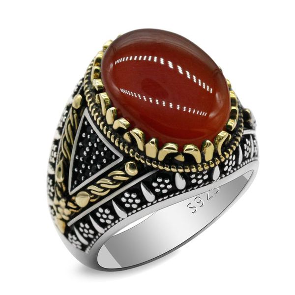 cluster rings 925 silver men and women fashion oval natural red agate stone ring jewelry turkish punk trend wedding, Golden;silver
cluster rings 925 silver men and women fashion oval natural red agate stone ring jewelry turkish punk trend wedding, Golden;silver