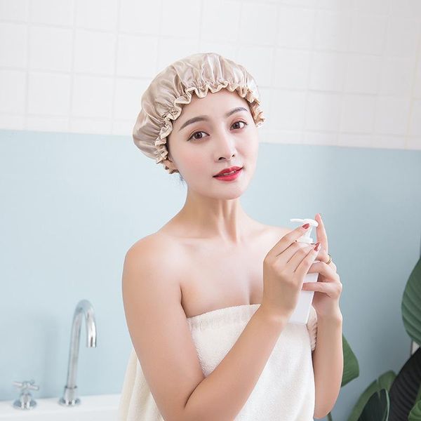 double-layer shower cap, waterproof hat, bath, long hair, shower headgear, dustproof hair cover, oily fume cap sp037
double-layer shower cap, waterproof hat, bath, long hair, shower headgear, dustproof hair cover, oily fume cap sp037