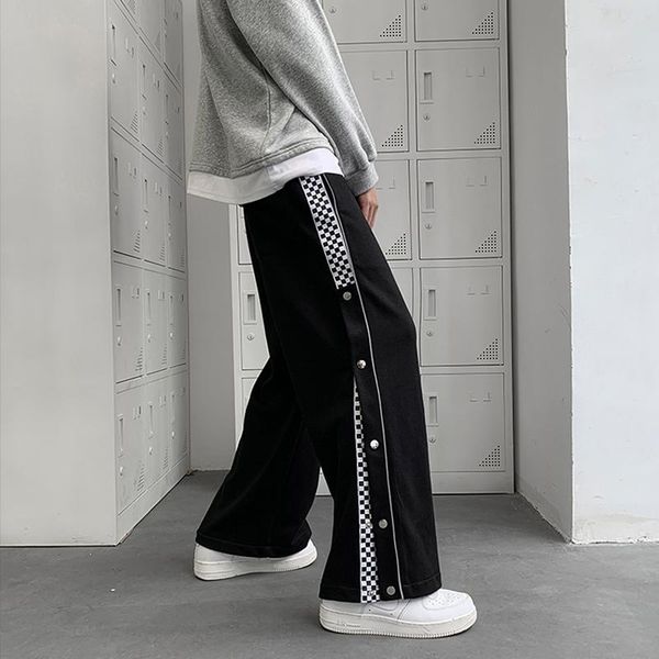 men's pants casual loose black gray plus size buttons side straight checks trousers n4
men's pants casual loose black gray plus size buttons side straight checks trousers n4