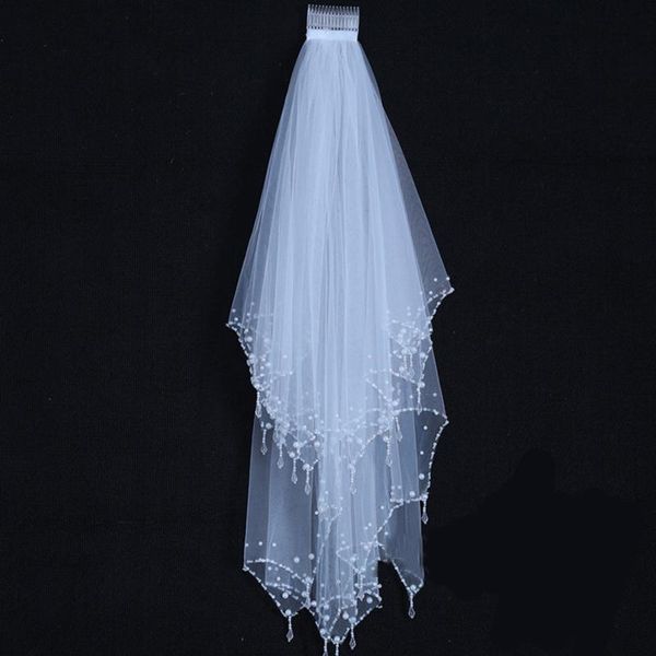 bridal veils elegant white/ivory short veil with comb two layer royal pearl rhinestone wedding for bride mariage accessories, Black
bridal veils elegant white/ivory short veil with comb two layer royal pearl rhinestone wedding for bride mariage accessories, Black