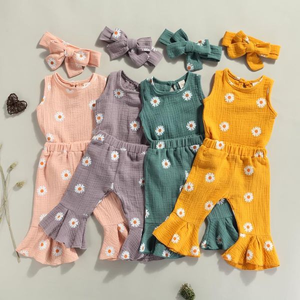 clothing sets sweet cotton linen casual baby girls daisy print clothes set sleeveless romper+flared long pants+stretchy headband kids, White
clothing sets sweet cotton linen casual baby girls daisy print clothes set sleeveless romper+flared long pants+stretchy headband kids, White