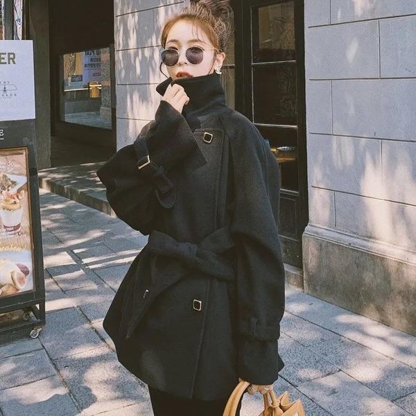 women's wool & blends woolen coat womens short clothing 2021 autumn winter korean fashion thickening all-match loose elegant vintage wo, Black
women's wool & blends woolen coat womens short clothing 2021 autumn winter korean fashion thickening all-match loose elegant vintage wo, Black