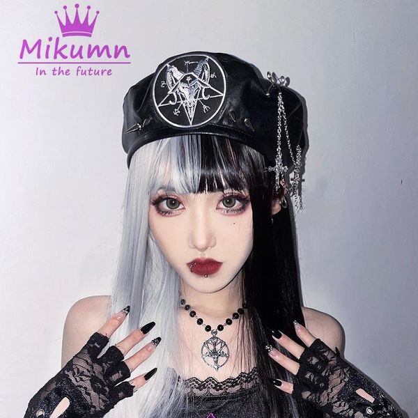 berets harajuku gothic punk rock pu metal rivet cross chain pin black beret hat women girls chic streetwear, Blue;gray
berets harajuku gothic punk rock pu metal rivet cross chain pin black beret hat women girls chic streetwear, Blue;gray