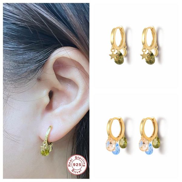 hoop & huggie 925 sterling silver pendant earring colorful zircon star moon earrings pendientes plata for women charms jewerly, Golden;silver
hoop & huggie 925 sterling silver pendant earring colorful zircon star moon earrings pendientes plata for women charms jewerly, Golden;silver