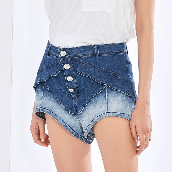 women's shorts patchwork hit color women high waist wide leg denim fashion clothing 2021 tide summer, White;black
women's shorts patchwork hit color women high waist wide leg denim fashion clothing 2021 tide summer, White;black