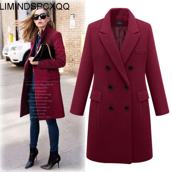 women's wool & blends 2021 autumn winter women coat long clothes european american blend elegant fashion korean double-breasted mujer p, Black
women's wool & blends 2021 autumn winter women coat long clothes european american blend elegant fashion korean double-breasted mujer p, Black