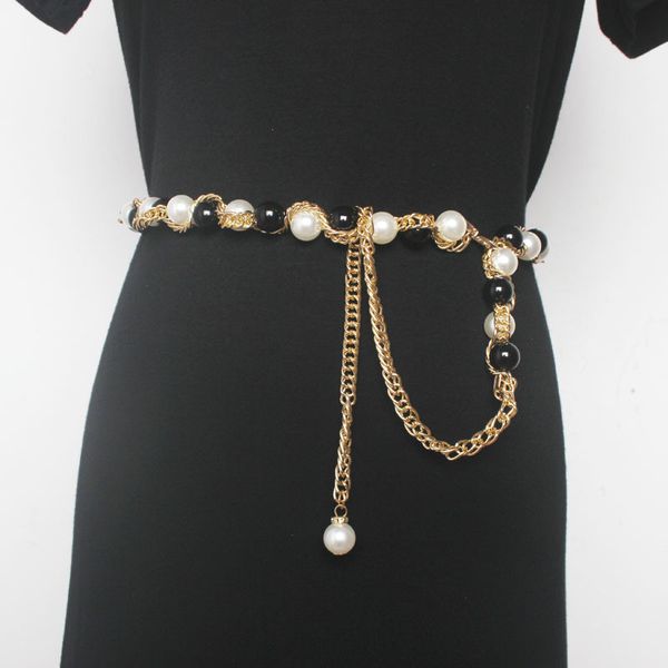 ladies korean edition pearl waist joker adornment tie-in dress sweet fashion metal chain sweater belt, Silver
ladies korean edition pearl waist joker adornment tie-in dress sweet fashion metal chain sweater belt, Silver