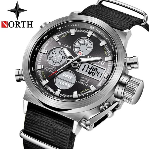 north led digital sport watches men dual display quartz watch men waterproof clock relogio masculino, Slivery;brown
north led digital sport watches men dual display quartz watch men waterproof clock relogio masculino, Slivery;brown