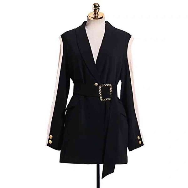 women's suits & blazers gvuw mulheres preto retalhos chiffon manga longa gola blazer feminino botão de ouro faixas jaqueta terno longo, White;black
women's suits & blazers gvuw mulheres preto retalhos chiffon manga longa gola blazer feminino botão de ouro faixas jaqueta terno longo, White;black