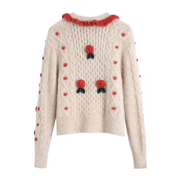 vintage french 3d crochet flowers knitted cardigan kawaii wood ears ruffle christmas sweater coat woman long sleeve short jumper, White;black
vintage french 3d crochet flowers knitted cardigan kawaii wood ears ruffle christmas sweater coat woman long sleeve short jumper, White;black