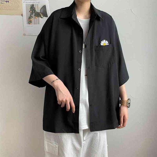 summer daisy short sleeve shirt trend versatile loose quarter sleeve shirt casual men's frock coat, White;black
summer daisy short sleeve shirt trend versatile loose quarter sleeve shirt casual men's frock coat, White;black