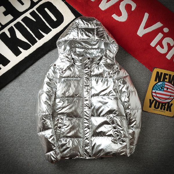 2021 Punk Fashion Men's Bomber Hooded Outwear Silver Bright Jacket Coat Man Winter Warm Thick Down Cotton Padded Short Parkas Xtak, Black
2021 Punk Fashion Men's Bomber Hooded Outwear Silver Bright Jacket Coat Man Winter Warm Thick Down Cotton Padded Short Parkas Xtak, Black