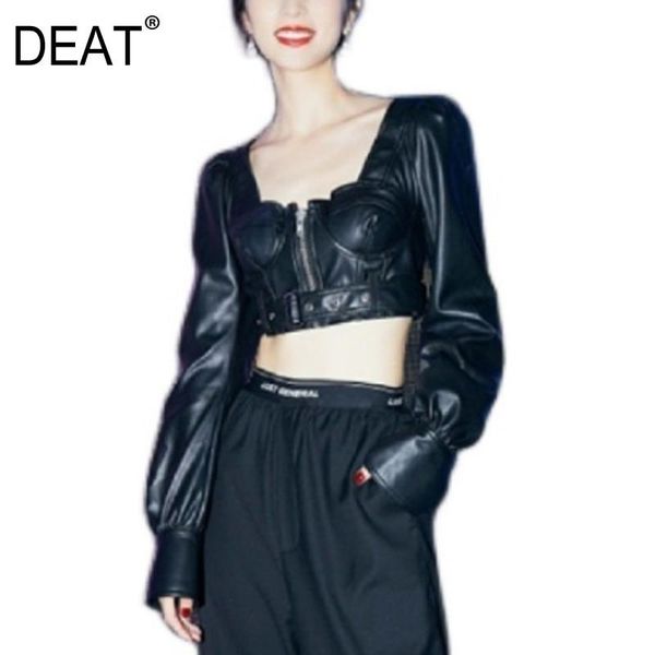deat 2021 new spring and summer fashion casual square collar long sleeve front zipper waist jacket tide women sh453, Black;brown
deat 2021 new spring and summer fashion casual square collar long sleeve front zipper waist jacket tide women sh453, Black;brown