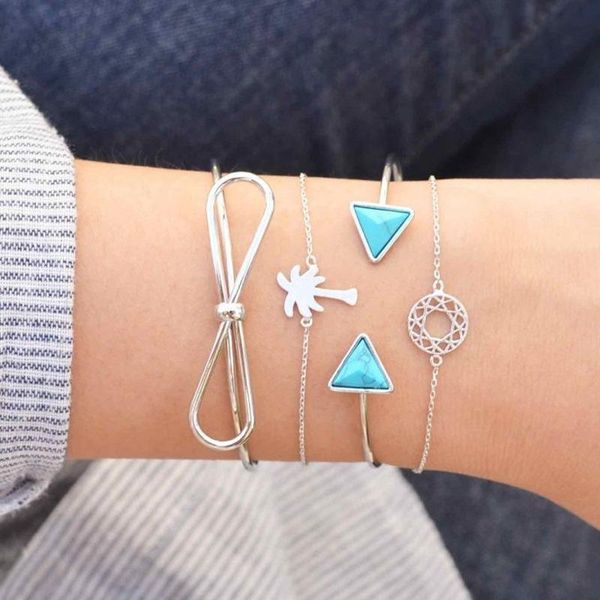 charm bracelets jkj 4pcs/set fashion bohemia coconut pine chain bracelet bangle for women gold femme jewelry christmas gifts, Golden;silver
charm bracelets jkj 4pcs/set fashion bohemia coconut pine chain bracelet bangle for women gold femme jewelry christmas gifts, Golden;silver