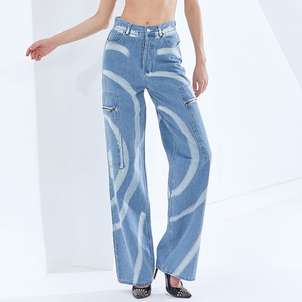 print denim wide leg pants for women high waist patchwork pocket casual jeans female 2021 fashion clothing spring, Black;white
print denim wide leg pants for women high waist patchwork pocket casual jeans female 2021 fashion clothing spring, Black;white