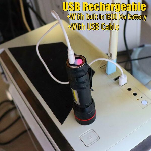 flashlights torches usb rechargeable zoom t6+cob led flashligh work lamp torch bicycle light + with 18650 built in 1200 ma batter
flashlights torches usb rechargeable zoom t6+cob led flashligh work lamp torch bicycle light + with 18650 built in 1200 ma batter