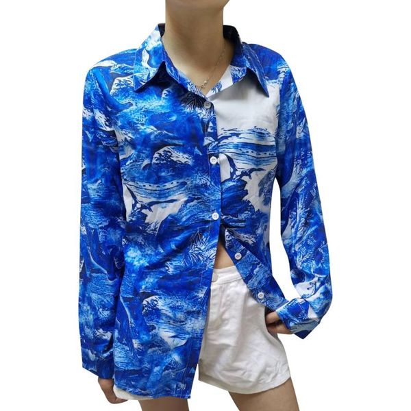 women's t-shirt spring autumn women shirt floral print colorful long sleeve casual turn-down collar single-breasted ladies loose tee, White
women's t-shirt spring autumn women shirt floral print colorful long sleeve casual turn-down collar single-breasted ladies loose tee, White
