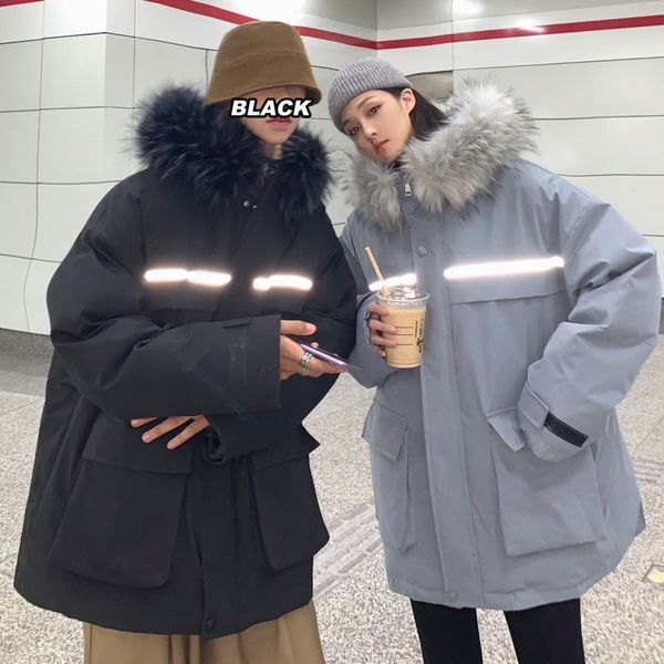 2021 New Winter Thick Reflective Jacket Men's Warm Fashion Casual Fur Collar Hooded Men Parka Loose Korean Short Coat Mens Clothes E6se, Black
2021 New Winter Thick Reflective Jacket Men's Warm Fashion Casual Fur Collar Hooded Men Parka Loose Korean Short Coat Mens Clothes E6se, Black