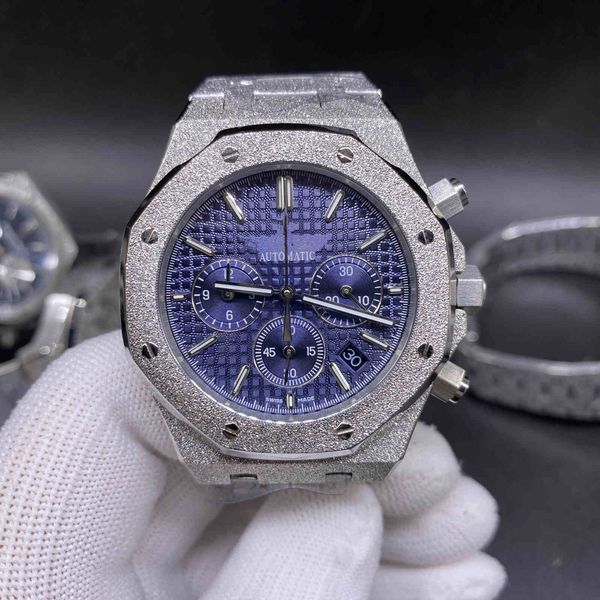 quartz vk movement watch multi-function chronograph frosted silver stainless steel mens designer watches blue face., Slivery;brown
quartz vk movement watch multi-function chronograph frosted silver stainless steel mens designer watches blue face., Slivery;brown