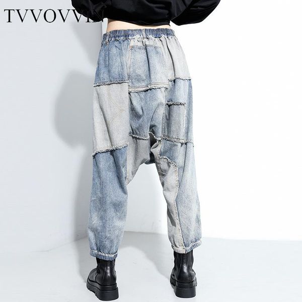 women's jeans tvvovvin stitched streetwear fashion plus size elastic waist street harem pants women personality wj1377, Blue
women's jeans tvvovvin stitched streetwear fashion plus size elastic waist street harem pants women personality wj1377, Blue
