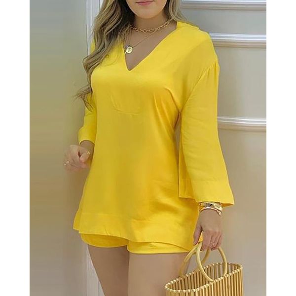 women's tracksuits two piece set women solid v-neck and shorts casual streetewar suit bell sleeve summer sets womens outfits, Gray
women's tracksuits two piece set women solid v-neck and shorts casual streetewar suit bell sleeve summer sets womens outfits, Gray
