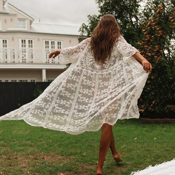 new white lace cardigan long blouse women bikini cover up vintage beach see through summer vestido smock robe 2021 l15h, Black;gray
new white lace cardigan long blouse women bikini cover up vintage beach see through summer vestido smock robe 2021 l15h, Black;gray
