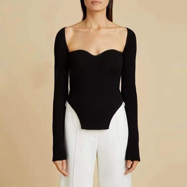 2021 autumn new square collar knitted shirts pure color long sleeve slim t shirt for women white yf5b
2021 autumn new square collar knitted shirts pure color long sleeve slim t shirt for women white yf5b