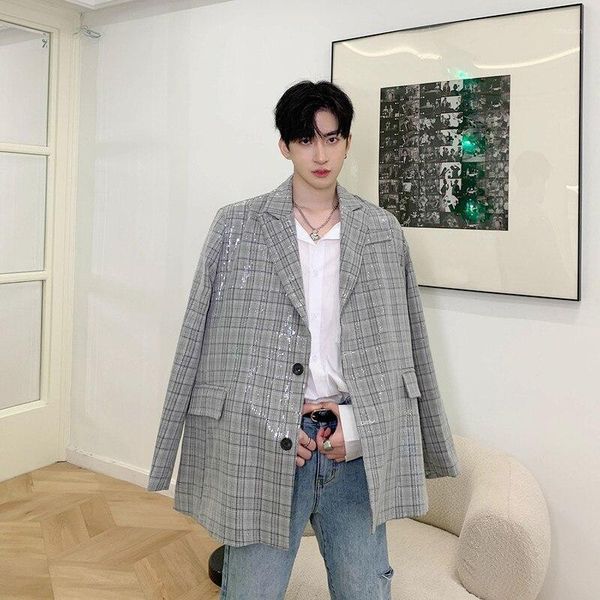 men's suits & blazers male stage fashion show clothing spring autumn suit jacket overcoat men vintage shining plaid casual loose blazer, White;black
men's suits & blazers male stage fashion show clothing spring autumn suit jacket overcoat men vintage shining plaid casual loose blazer, White;black