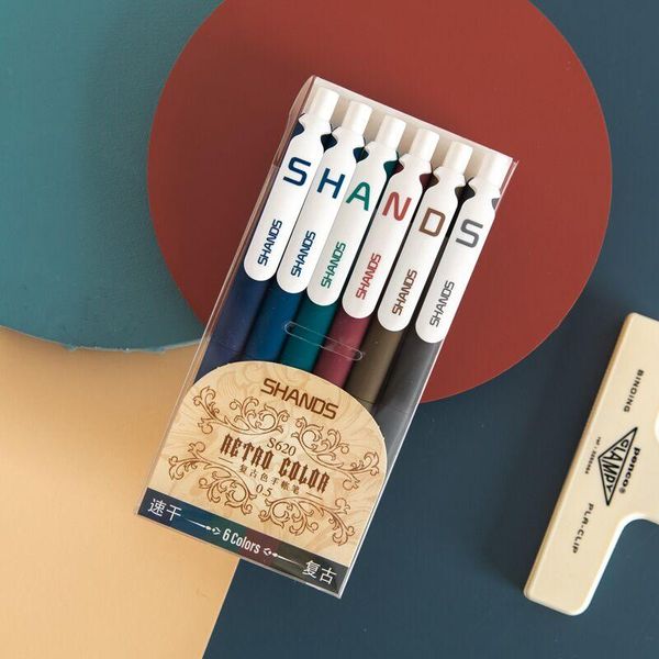 gel pens sharkbang 6pcs/lot vintage series 6 colors quick drying pen press type writing sketch kawaii school stationery
gel pens sharkbang 6pcs/lot vintage series 6 colors quick drying pen press type writing sketch kawaii school stationery