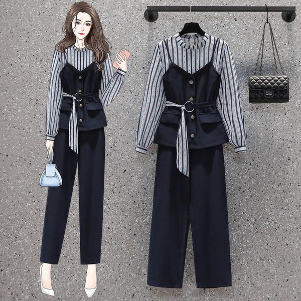 women's two piece pants large size 2 set woman suits lady suit office outfits stripe splicing hoodies+pants korean style clothes, White
women's two piece pants large size 2 set woman suits lady suit office outfits stripe splicing hoodies+pants korean style clothes, White