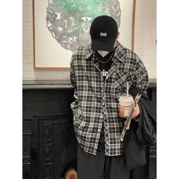 men's casual shirts spring and autumn classic all-match retro black white plaid shirt fashion loose jacket, White;black
men's casual shirts spring and autumn classic all-match retro black white plaid shirt fashion loose jacket, White;black