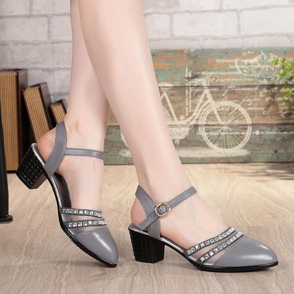 nice new summer women sandals women genuine leather sandals pointed toe thick heel ankle strap, Black
nice new summer women sandals women genuine leather sandals pointed toe thick heel ankle strap, Black