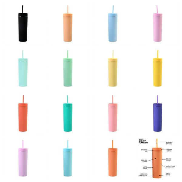 16oz 6 colors acrylic skinny tumbler with lid straws plastic tumbler double wall milk coffee cups matte candy colors slim cup for travel
16oz 6 colors acrylic skinny tumbler with lid straws plastic tumbler double wall milk coffee cups matte candy colors slim cup for travel