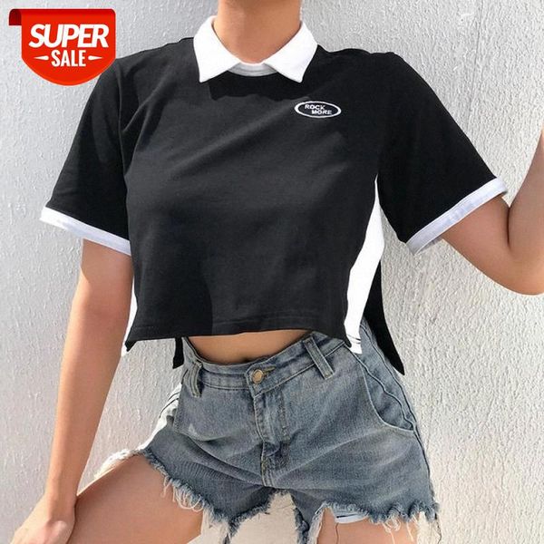 casual sports tee casual loose black women t-shirt patchwork short sleeve cropped tees letter side split summer t s #w93i, White
casual sports tee casual loose black women t-shirt patchwork short sleeve cropped tees letter side split summer t s #w93i, White