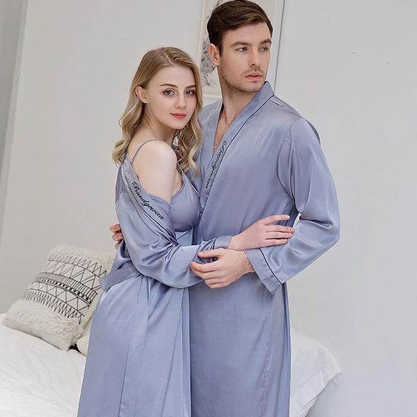 spring and summer simulation silk couples nightgown men and women embroidered morning bride bridesmaid nightrobe, Black;red
spring and summer simulation silk couples nightgown men and women embroidered morning bride bridesmaid nightrobe, Black;red