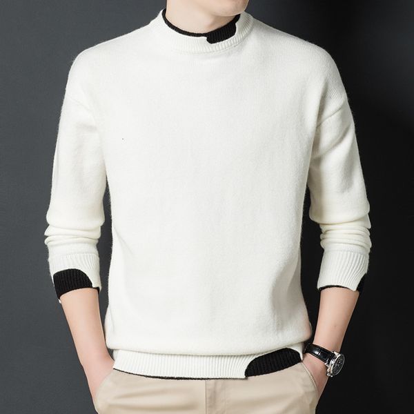 autumn and winter sweaters knitwear solid color round neck youth korean bottoming warm casual men's fashion trend, White;black
autumn and winter sweaters knitwear solid color round neck youth korean bottoming warm casual men's fashion trend, White;black