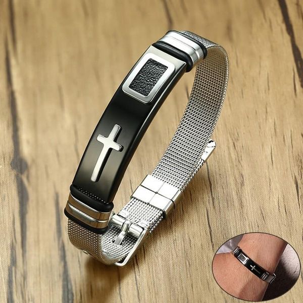 cuff vnox watch band link bracelet for women men length adjustable stainless steel christ cross prayer bangle pulseira masculina, White
cuff vnox watch band link bracelet for women men length adjustable stainless steel christ cross prayer bangle pulseira masculina, White