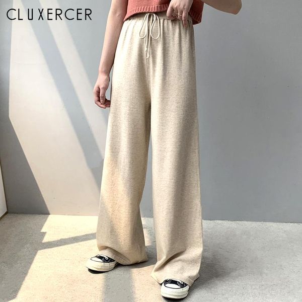 women's pants & capris 2021 autumn winter casual straight women female drawstring loose high waist knitted wide leg trousers, Black;white
women's pants & capris 2021 autumn winter casual straight women female drawstring loose high waist knitted wide leg trousers, Black;white
