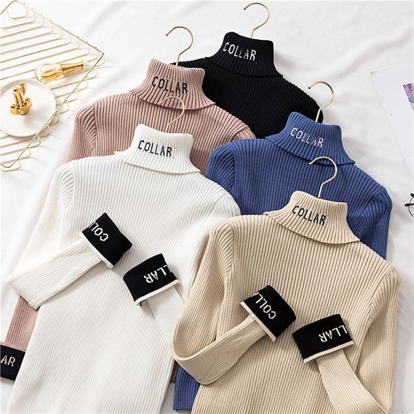 2021 new autumn winter letters women knitted ribbed pullover sweater long sleeve turtleneck slim jumper soft warm pull femme 2jy5, White;black
2021 new autumn winter letters women knitted ribbed pullover sweater long sleeve turtleneck slim jumper soft warm pull femme 2jy5, White;black
